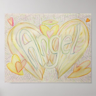 Póster de arte con palabra inspiradora y ángel