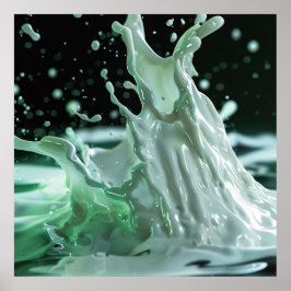 Póster de Arte con Salpicaduras de Leche Esmeralda