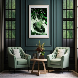 Póster de Arte con Salpicaduras de Leche Verde Esm