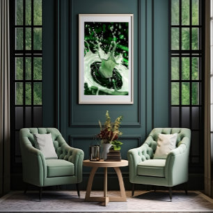 Póster de Arte con Salpicaduras de Leche Verde Esm