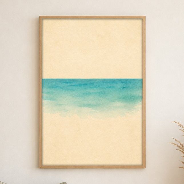Póster de arte costero acuarela Tide Line (Shown framed for scale. Poster ships unframed; frames are an optional add-on.)