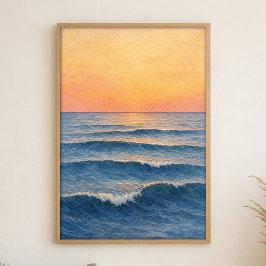 Póster de arte costero en acuarela Dawn Swells