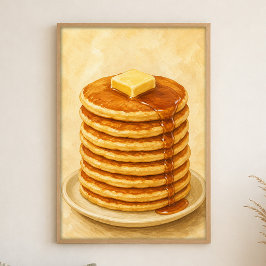 Póster de arte Cottagecore acuarela de pila de pan