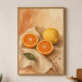 Póster de Arte Cottagecore de Acuarela de Cítricos