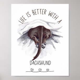 Poster de arte Dachshund Wall Black