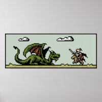 Poster de arte de 8 bits de Dragon Slayer Pixel
