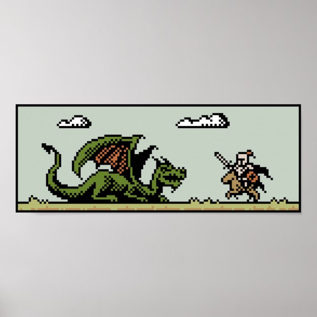 Poster de arte de 8 bits de Dragon Slayer Pixel (Frente)
