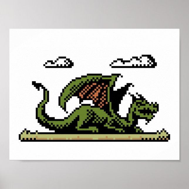 Poster de arte de 8 bits de la plataforma Dragon (Frente)
