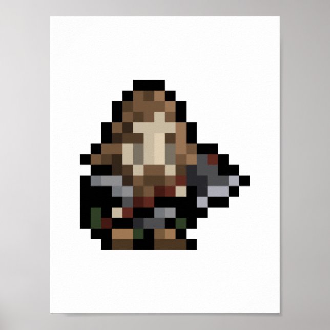 poster de arte de 8 bits Dwarf 16x16 (Frente)