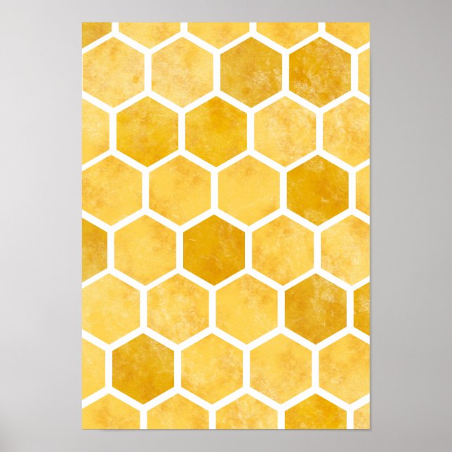 Póster de arte de abeja amarillo panal (Frente)