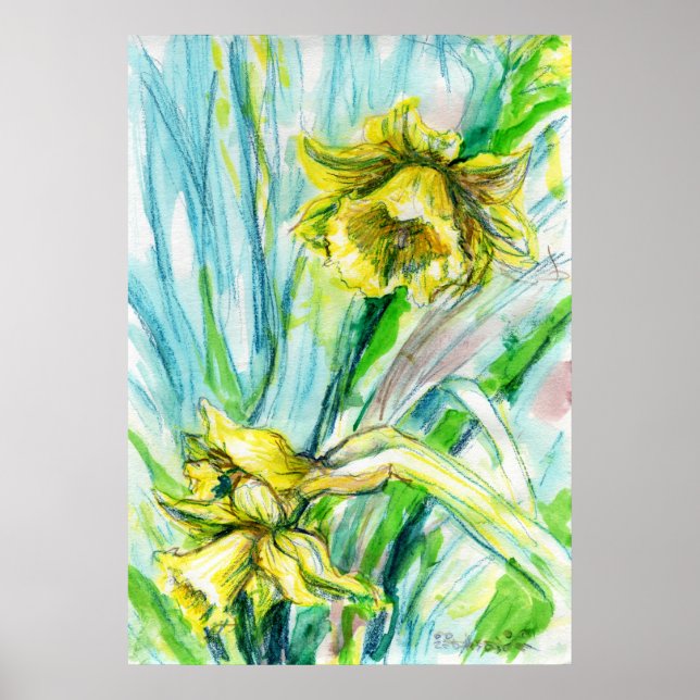 Poster de arte de acuarela Daffodil Spring (Frente)