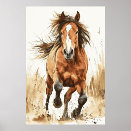 Poster de arte de acuarela de Horse Lover