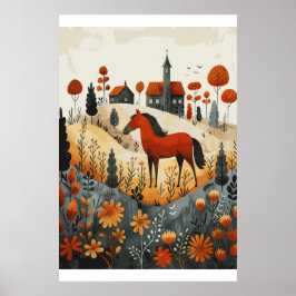 Poster de arte de acuarela de Horse Lover