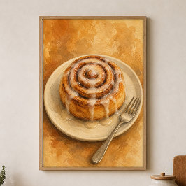 Póster de arte de acuarela de rollo de canela Cott