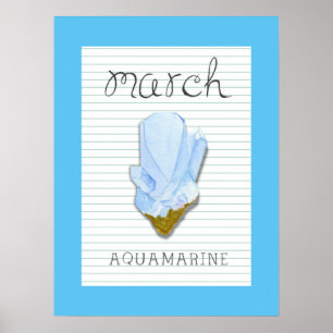 Póster de arte de Aquamarina piedra de nacimiento