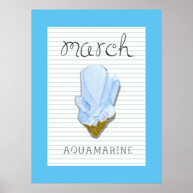 Póster de arte de Aquamarina piedra de nacimiento  (Frente)