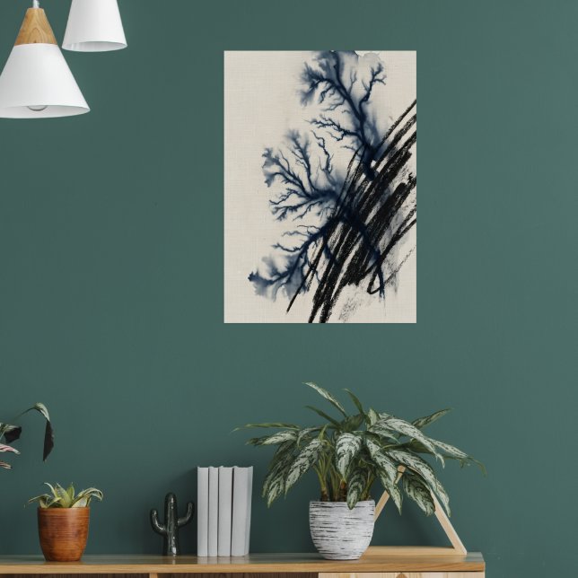Póster de Arte de Árbol Abstracto con Tinta de Mar (Salón 1)