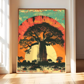 Póster de Arte de Árbol Baobab, Impresión de Arte 
