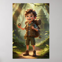 Póster de arte de aventura en la jungla para peque