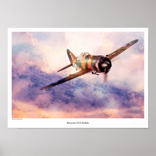 Poster de arte de aviación "Brewster F2A Buffalo" (Frente)