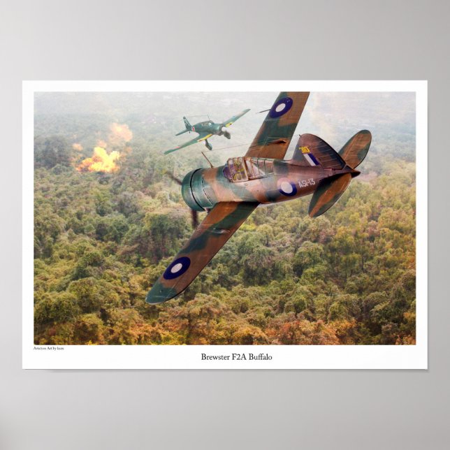 Poster de arte de aviación "Brewster F2A Buffalo" (Frente)