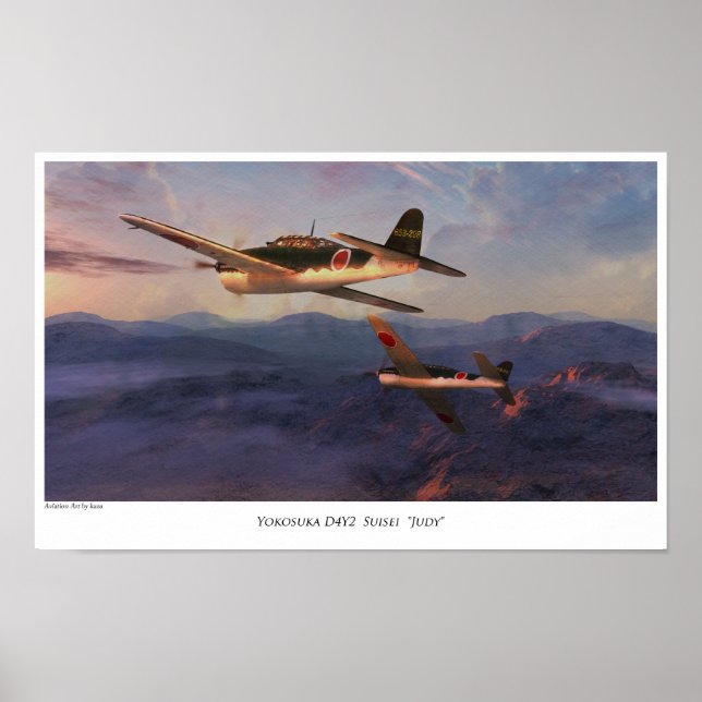 Poster de arte de aviación " D4Y2 Suisei "Judy"" (Frente)