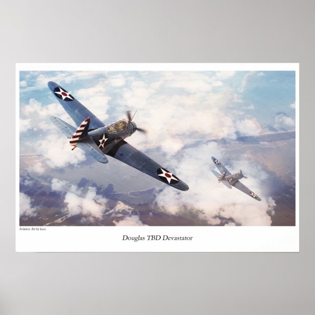 Poster de arte de aviación "Douglas TBD Devastator (Frente)
