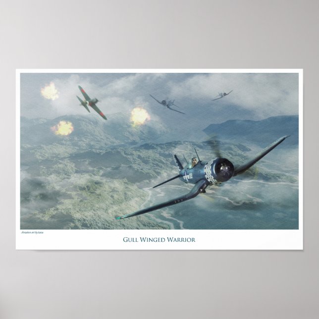 Poster de arte de aviación "F4U Corsair" (Frente)
