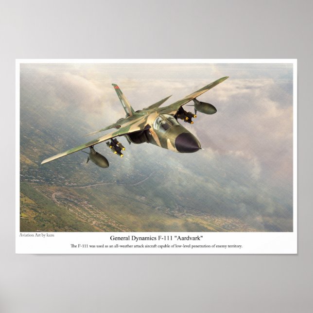 Poster de arte de aviación "F-111 Aardvark" (Frente)