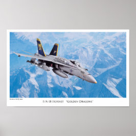 Poster de arte de aviación "F/A-18Dragones dorados