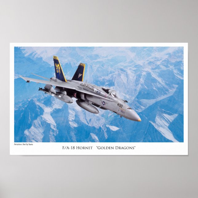 Poster de arte de aviación "F/A-18Dragones dorados (Frente)