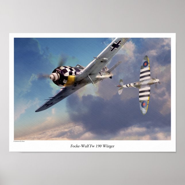 Poster de arte de aviación "Focke-Wulf Fw 190" (Frente)
