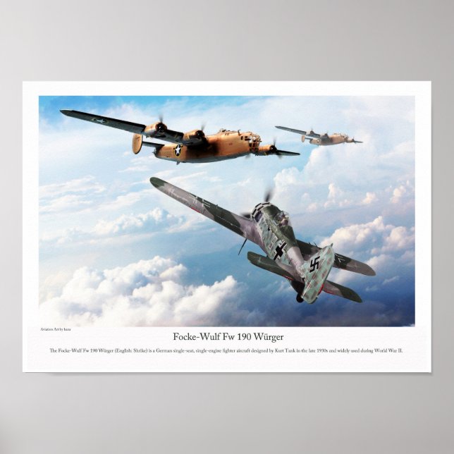 Poster de arte de aviación "Focke-Wulf Fw 190" (Frente)