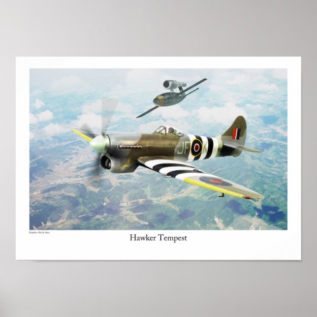 Poster de arte de aviación "Hawker Tempest" (Frente)