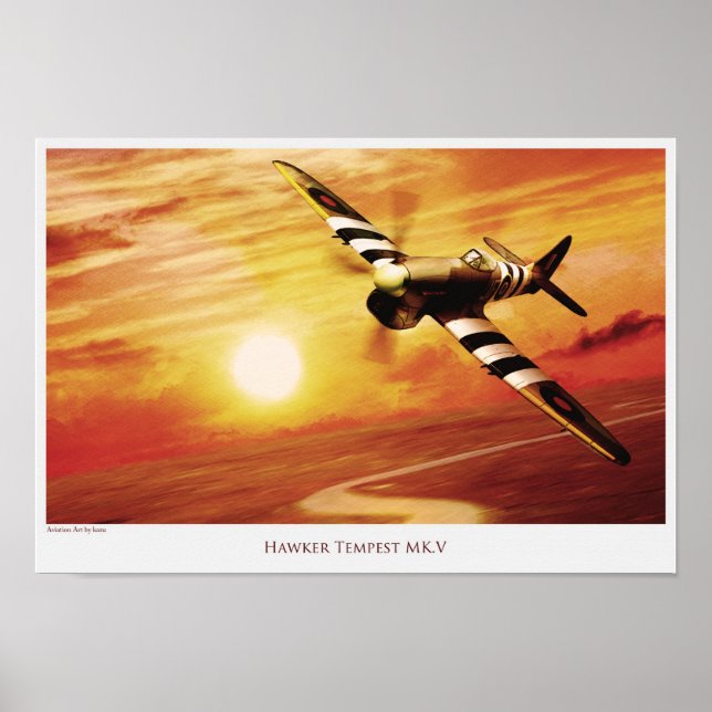 Poster de arte de aviación "Hawker Tempest MK.V" (Frente)