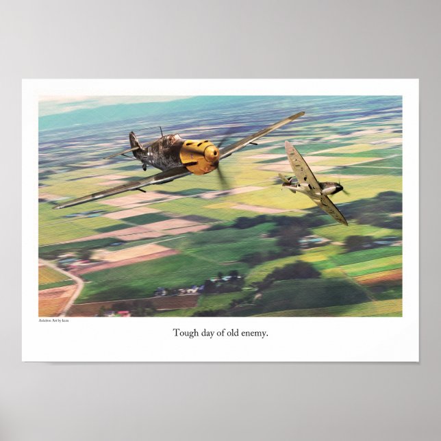 Poster de arte de aviación "Messerschmitt Bf 109" (Frente)
