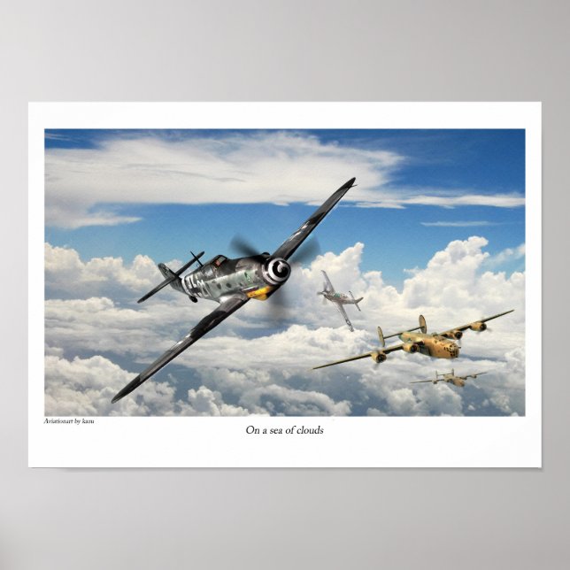 Poster de arte de aviación "Messerschmitt Bf 109" (Frente)