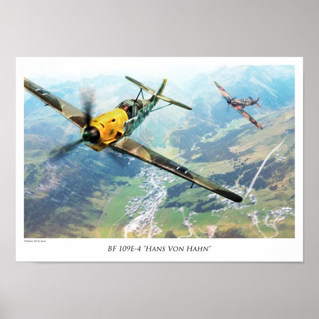 Poster de arte de aviación "Messerschmitt Bf 109" (Frente)