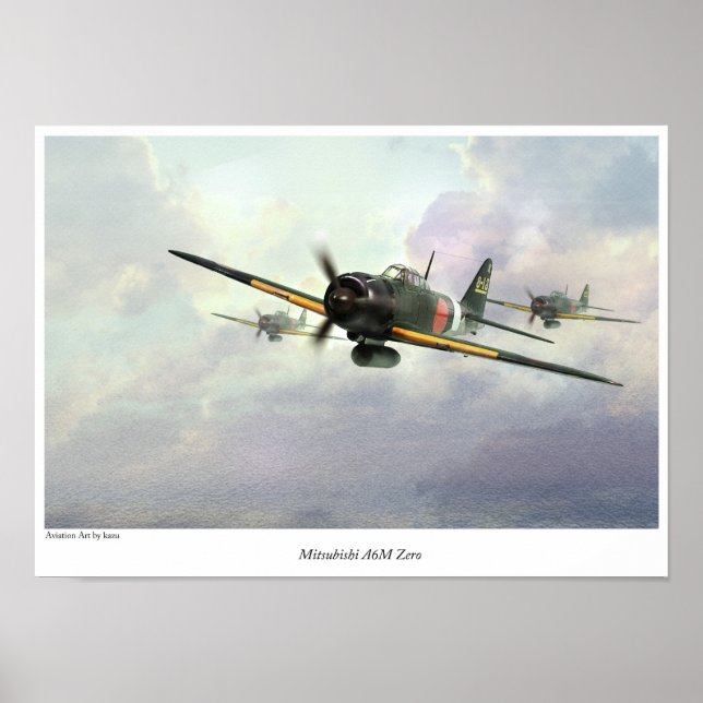 Poster de arte de aviación "Mitsubishi A6M Zero" (Frente)
