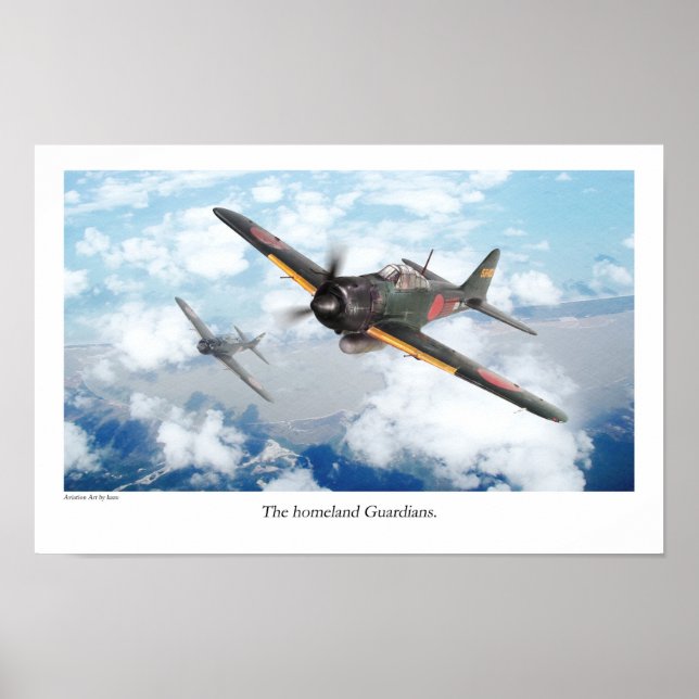 Poster de arte de aviación "Mitsubishi A6M Zero" (Frente)