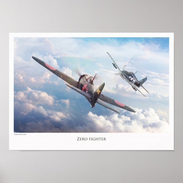 Poster de arte de aviación "Mitsubishi A6M Zero" (Frente)