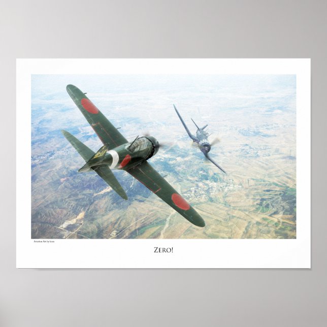 Poster de arte de aviación "Mitsubishi A6M Zero" (Frente)