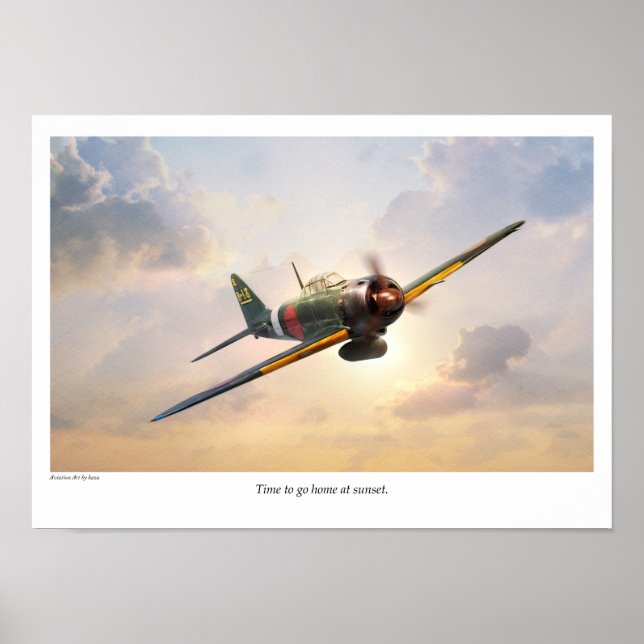 Poster de arte de aviación "Mitsubishi A6M Zero" (Frente)