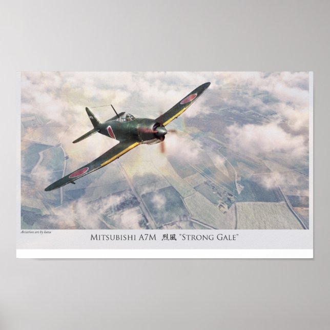 Poster de arte de aviación "Mitsubishi A7M" (Frente)