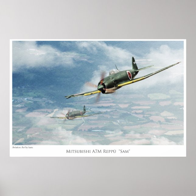Poster de arte de aviación "Mitsubishi A7M Reppū"  (Frente)