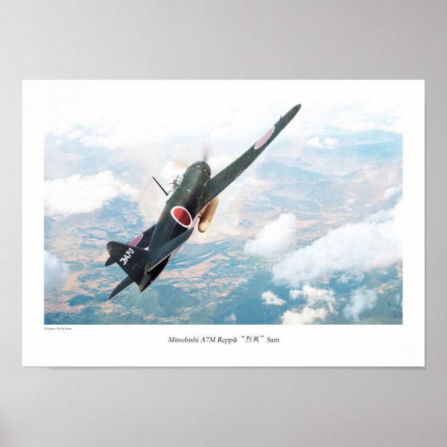 Poster de arte de aviación "Mitsubishi A7M Reppū" (Frente)