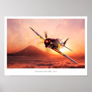 Poster de arte de aviación "Mitsubishi J2M 雷 電 "Ja