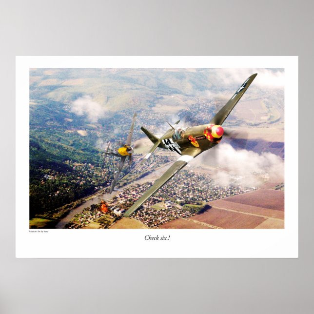 Poster de arte de aviación "P51-B Mustang" (Frente)