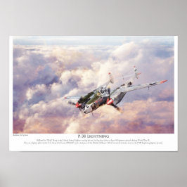 Poster de arte de aviación "P-38J Lightning"