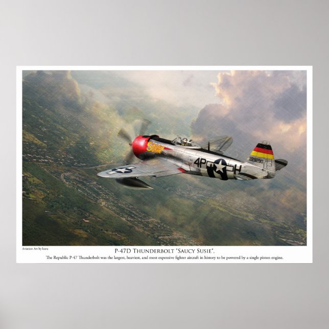 Poster de arte de aviación "P-47D Thunderbolt "Sau (Frente)